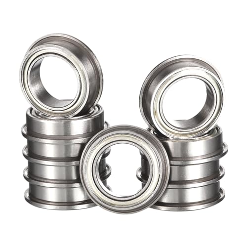 MF63ZZ Flanged Ball Bearing, ID 3mm x OD 6mm x Width 2.5mm Miniature Bearings, Double Metal Shielded Deep Groove Bearings, Pre-Lubricated (GCr15) Chrome Steel 10pcs - size: MF63ZZ 3mmx6mmx2.5mm