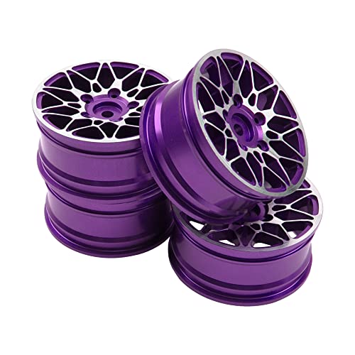ShareGoo Metal Wheel Rims RC 12mm Hex Hubs 1/10 RC Drift On-Road Racing Touring Wheel Rim Compatible with HSP Tamiya Kyosho RedCat Sakura WLtoys Universal 1/10 RC Scales (Purple) - color: Purple