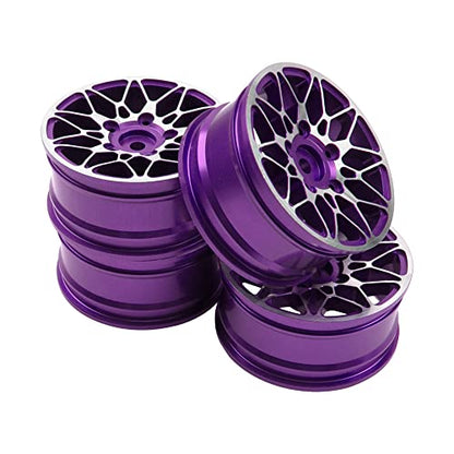 ShareGoo Metal Wheel Rims RC 12mm Hex Hubs 1/10 RC Drift On-Road Racing Touring Wheel Rim Compatible with HSP Tamiya Kyosho RedCat Sakura WLtoys Universal 1/10 RC Scales (Purple) - color: Purple