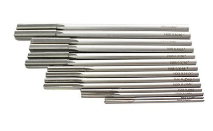 Accusize Industrial Tools 14 Pc Over and Under Size H.S.S. Chucking Reamer Set, 0.1240'' Thru 0.5010'', in Fitted Case, 5500-SX00 | 14 Pc Set, Straight Shank, Straight Flute, Right-Hand Cut, Fitted Case, 5500-SX00 - size: Over & Under Size 0.1240"-0.5010"