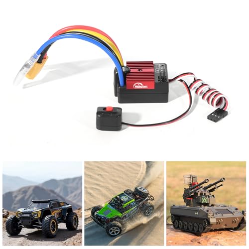 60A Brushed ESC 2-3S Electronic Speed Controller Waterproof ESC for 370 380 540 550 Brushed Motor 1/10 Remote Control Car Truck (Red) - color: Red