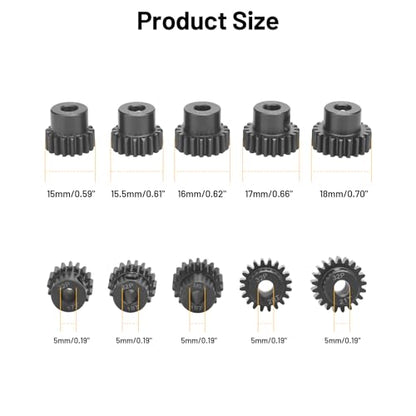 32P 5mm Pinion Motor Gear Sets, daitoku 5PCS RC Pinion Gears 17T 18T 19T 20T 21T for HPI Kyosho Losi Axial Tamiya 1/8 1/10 RC Car - size: 32P 17T 18T 19T 20T 21T