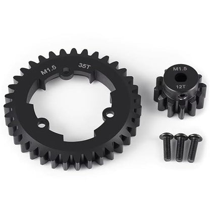 RC Car Assortment for X-MAXX 6S 8S for Monster 1/5 RC Truck Upgrade Parts Steel 1.5M 35T Spur Gear and 12T Pinion Motor Gears