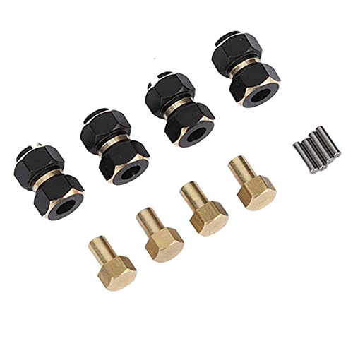 AYNEFY 10mm Brass Wheels Hex Hub Extension, Solid Brass Hex Drive Adapter 4PCS, 7mm Dia 3.5mm Center Aperture, Stable Fit for 1 18 RC Crawler Upgrade