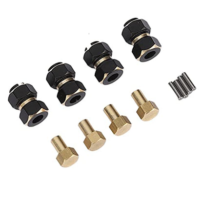 AYNEFY 10mm Brass Wheels Hex Hub Extension, Solid Brass Hex Drive Adapter 4PCS, 7mm Dia 3.5mm Center Aperture, Stable Fit for 1 18 RC Crawler Upgrade