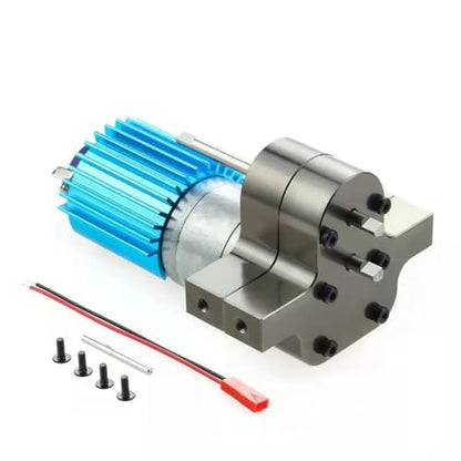 CNC Metal Transfer Gearbox & 370 Motor Set, High Torque Transmission Upgrade for WPL C14 C24 B14 B36, MN D90 MN99S, Q60 1/16 RC Truck (Light Grey) - color: Light Grey