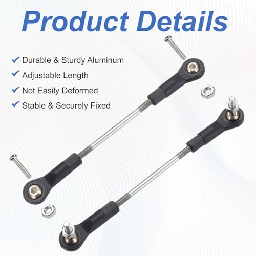 MECCANIXITY 4Pcs Adjustable Turnbuckles Camber Link, 74-84mm Turnbuckle Rod Steering Servo Linkage with M3 Ball Head Rod Ends for RC Car Replace Parts - size: 74-84mm
