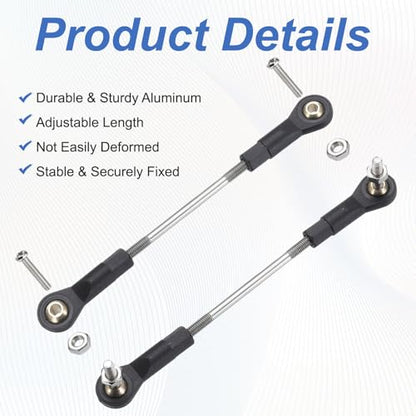 MECCANIXITY 4Pcs Adjustable Turnbuckles Camber Link, 74-84mm Turnbuckle Rod Steering Servo Linkage with M3 Ball Head Rod Ends for RC Car Replace Parts - size: 74-84mm