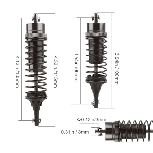 HobbyPark RC Shocks for Traxxas Slash 2WD 4x4 Hoss Rustler Stampede Bandit VXL Nitro Shock Absorber Damper Set 1/10 Upgrades Parts Replace of 5862 (Gray)