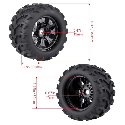 HobbyPark 3.2 17mm Hex RC Monster Truck Wheels and Tires Set for 1/8 Scale Arrma Kraton 6s Notorious Traxxas Maxx Tmaxx E-Revo 2.0 3.3 HPI Savage