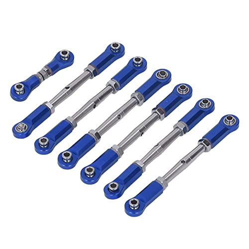7PCS Adjustable Links Set for Slash Rustler - RC Accessories - 1/10 RC Car Adjustable Steering Linkage Kit with 87-103mm Links (Blue) - color: Blue