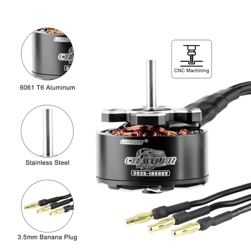 GLOBACT 3625 1800KV Brushless Motor & 80A ESC for 1/10 TRX4 SCX10 | 1/10 Outrunner Motor, Built-in Bluetooth, 1/10 RC Crawler Motor - size: 1800KV