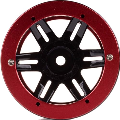 4PCS Plastic Plating 2.2 Inch Beadlock Wheel Rim Wheel for 1/10 RC Rock Crawler Car Truck for Tamiya Axial TRX4 Wraith SCX10 CC01 D90 TF2 Parts(Red/Black) - color: Red/Black