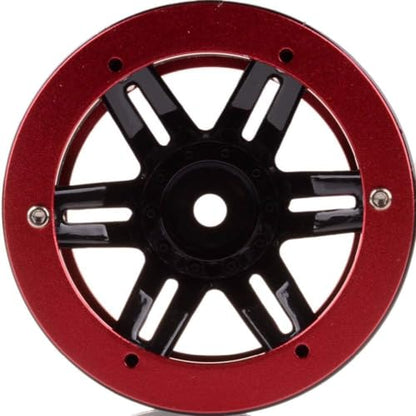 4PCS Plastic Plating 2.2 Inch Beadlock Wheel Rim Wheel for 1/10 RC Rock Crawler Car Truck for Tamiya Axial TRX4 Wraith SCX10 CC01 D90 TF2 Parts(Red/Black) - color: Red/Black