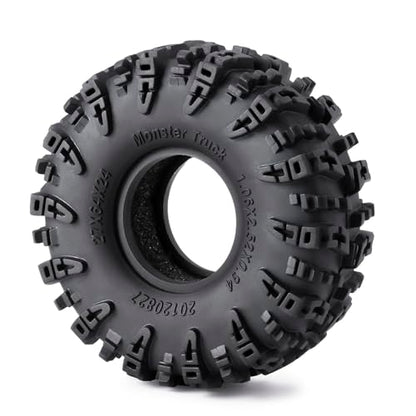 4PCS 1.0" Tires Crawler Mud Terrain Wheel Tires 64 * 24mm Soft Rubber Terrain Wheel Tires Set Compatible with TRX4M AX24 Axial SCX24 FCX24 Redcat Ascent-18 1/18 1/24 RC Crawler Car (A)