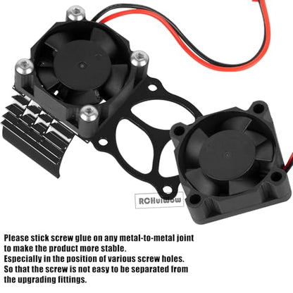 RC VXL-3s ESC Cooling Fan Heat Sink w/Dual Fan Heat Sink Upgrades Part for 1/10 Slash Rustler Stampede 4x4 VXL 4WD,High Velocity Fan Heatsink Hops Up,Black - color: Black(1set)