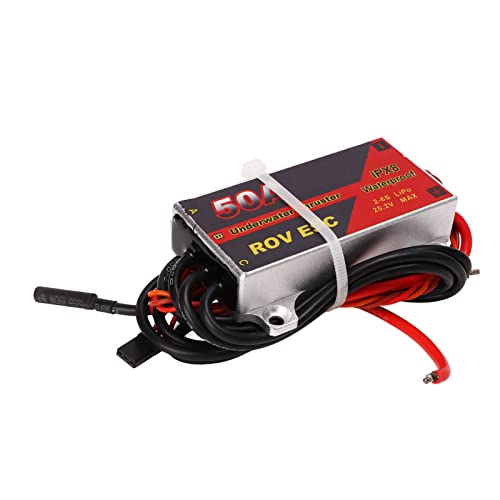 Brushless ESC, 50A IPX8 Waterproof CNC Aluminum Housing PWM Signal, Electronic Speed Controller for RC Cars Drones Boats Underwater Propellers