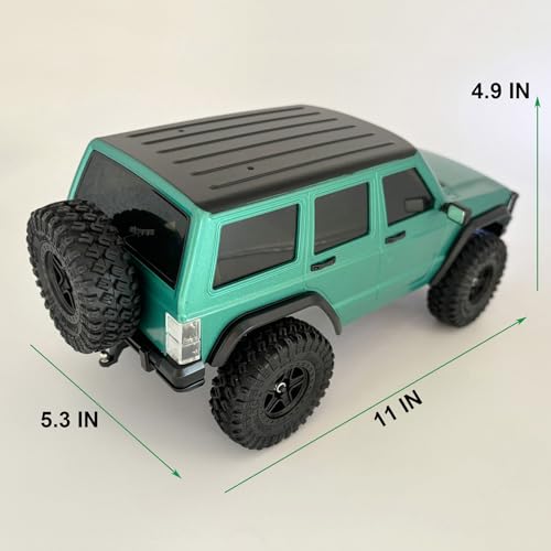 HLSFWDRIVE RC Rock Crawler 4x4 RC Jeep Truck 1/18 Scale All Terrain | Remote Control Crawler 370 Motor Full Proportional Upgraded Chassis 3 Speeds Lighting System‌ Hobby Model Adult