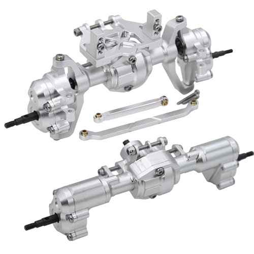 Aluminum Front Rear Portal Axle Complete Axles Set with Servo Mount for 1/18 RC Crawler Redcat Ascent-18 Ascent18 Upgrade Parts (Silver) - color: Silver