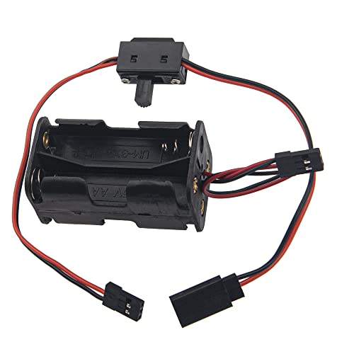 ShareGoo 4 Cell AA Battery Container Holder Case Box & On/Off Power Switch with JR Style Connector Compatible with HSP Redcat Axial Tamiya Wltoys Himoto 1/8 1/10 1/16 RC Car Truck Crawler