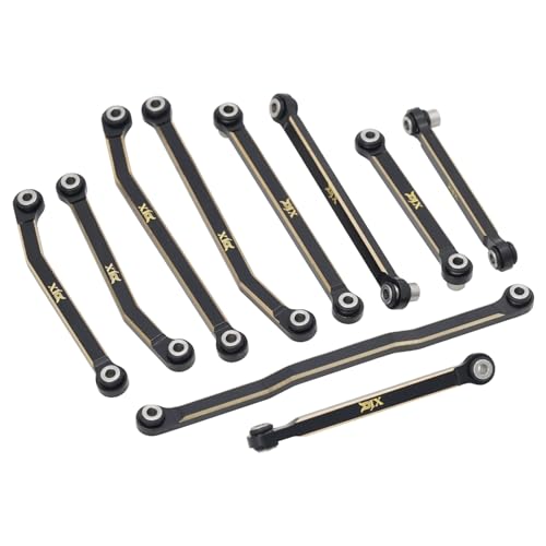 DJX CNC Machine Brass High Clearance Chassis Steering Links Set 10pcs Set for 1/18 RC Crawler Car HPI Venture18 Upgrades Parts - style: Brass