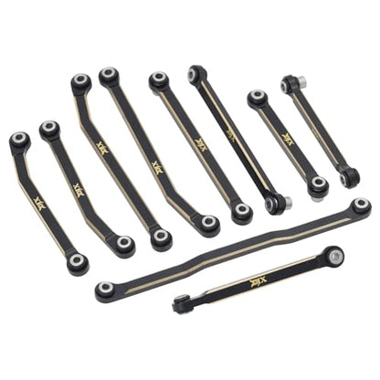 DJX CNC Machine Brass High Clearance Chassis Steering Links Set 10pcs Set for 1/18 RC Crawler Car HPI Venture18 Upgrades Parts - style: Brass