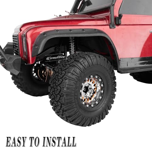 1.9 Beadlock Tire Set 1.9" Wheels and Tires for 1/10 RC Crawler SCX10 90046 AX103007 TRX4 TRX6 Gen7 8 D90 VS4-10 MST CFX,Super Heavy Brass & Aluminum Deep Wheel w/Rubber Tires,Silver - color: Silver(4pcs)
