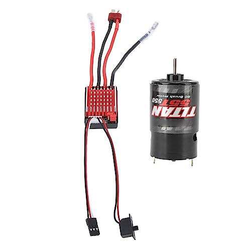 RC Car 550 Motor 60A ESC Brushless Combo, Stable Performance Sensorless for 1 10 Scale Short Truck and Crawler RC, Copper Winding Efficient Cooling Aluminum Shell