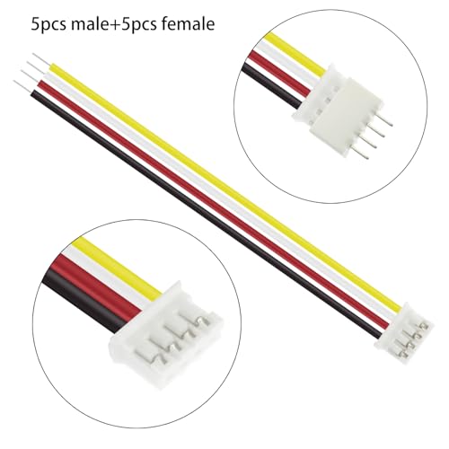 10Pcs Jst 2.0 Ph 4 Pin Connector Plug, Include 5pcs Mini 4 Pin Jst Ph2.0 Connector Plug Female with 150mm Cable Wire & 5pcs Male Micro Jst Ph2.0mm 4 Pin Connector Plug - size: Jst-2.0-Ph-4Pin-10pcs