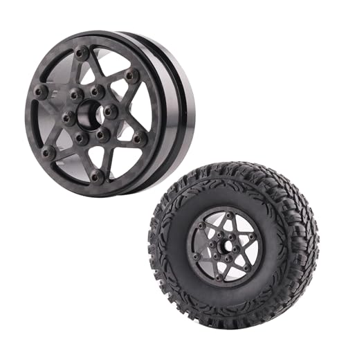 Beadlock Wheel Rims 4PCS 1.9" Upgraded Carbon Fiber Aluminum Wheel Hub Compatible with 1/10 RC Crawler Gen8 TRX-4 Axial VS4-10 Capra SCX10 RC Car Accessories (Patten A) - color: Patten a