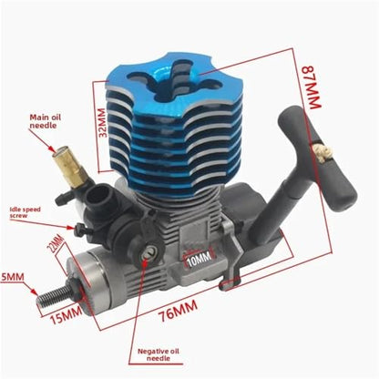 RC Automobiles Parts For Hsp For Himoto VX 18CXP Vertex 18 02060 1/10 1/8 Engine For Nitro Power 2.74cc With Pull Starter Plug RC Model Car(Blue) - color: Blue
