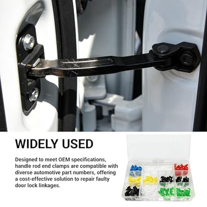 80PCS Door Lock Rod Car Clips Assortment Kit, Door Install Tailgate Handle Rod Clips, Left Right Door Handle Rod End Clip Retainer, Car Accessories Compatible with Most Vehicles