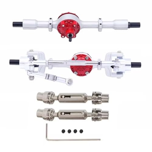 Metal Front and Rear Axle Assembly with Drive Shafts Set for WPL C14 C24 C34 C44 C54 B14 B24 1/16 RC Crawler Truck Upgrades Parts (Silver A) - color: Silver a