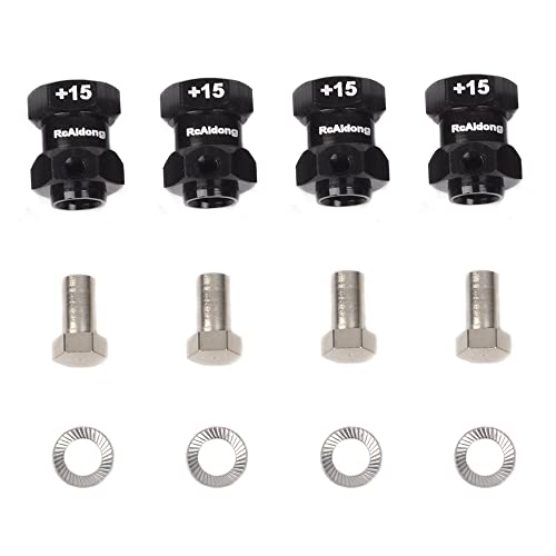RC 15MM Extension Adaptor Wheel HEX Hub 12MM Upgrade Length for Traxxas Trx4 TRX-4 Upgrade Accessories (Black)