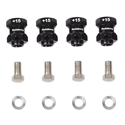 RC 15MM Extension Adaptor Wheel HEX Hub 12MM Upgrade Length for Traxxas Trx4 TRX-4 Upgrade Accessories (Black)