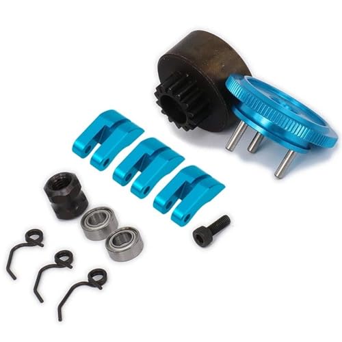 1/8 RC Car 14T Clutch Bell Flywheel Assembly Kit Shoes Bearings Gear Engine Nut Springs Cone for 1:8 RC Buggy Truck Car KYOSHO HPI HSP Axial Himoto 21-28cxp Nitro Engine Parts (Blue) - color: Blue