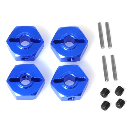 Aluminum 12mm Hex Adapter RC Upgraded Parts for LOSI 1/18 Mini LMT 4X4 Brushed Monster Truck RTR-LOS01026 RC Car, Blue - color: Blue Hex Adapter