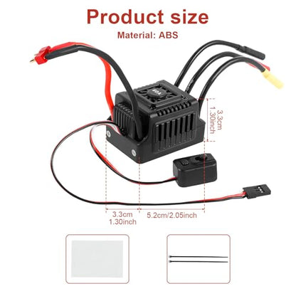 New Brushless Sensorless ESC, 60A Waterproof Dustproof Brushless Smart ESC, Sensorless Motor Combo, Multiple Protection Brushless ESC for 1/10 RC Car Truck Outdoor (T Plug)
