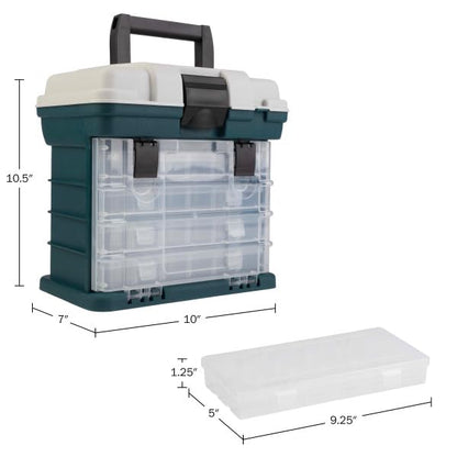 Stalwart Portable Tool Box Small Parts Organizer, Gray | With Drawers and Customizable Compartments for Hardware, Fishing Tackle Box, Beads, or Crafting Supplies - size: 10 inches (L) x 7 inches (W) x 10.5 inches (H)
