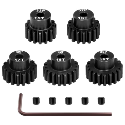 OGRC 32P Pinion Gear 15T 16T 17T 18T 19T 3.175mm Pinion Motor Gears | 0.8 Mod, Hardened Steel, 3.175mm Shaft, Fits 1/10 RC Electric Off-Road Short Course Truck Monster Truck