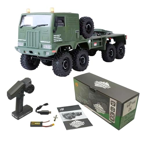 HOBBYPLUS Helidirect 1/18 RC Crawler CR18P Terranaut 8x8 RC Truck Remote Control Car w Full-Lock 8WD RTR Active All-Wheel Steering, 2-Speed Transmission, Recovery Winch, LED Lights (Green) - color: Green (8x8)