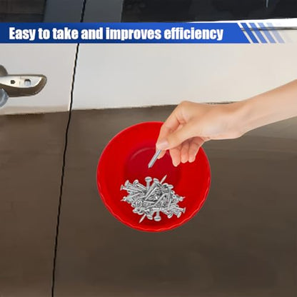 5.7 Inch Magnetic Nut Cup, Dual-Sided Magnetic Bowl, Curved Tool Tray Holds Up to 6 Lbs, Multi-Use Magnetic Parts Tray for Car Bolts Nuts Screws Small Parts Organizer(Red) - color: Red