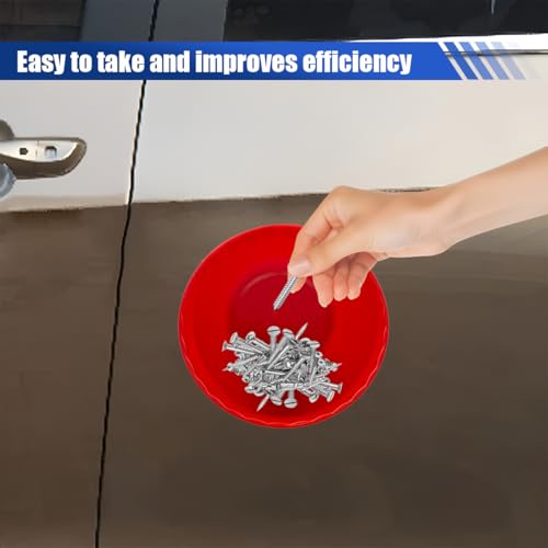 5.7 Inch Magnetic Nut Cup, Dual-Sided Magnetic Bowl, Curved Tool Tray Holds Up to 6 Lbs, Multi-Use Magnetic Parts Tray for Car Bolts Nuts Screws Small Parts Organizer(Red) - color: Red