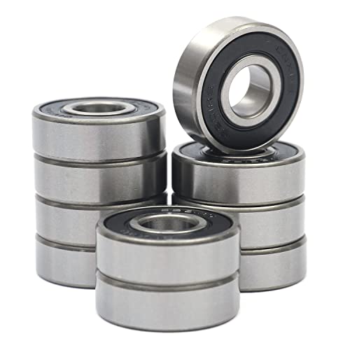10 Pcs 6201-2RS Double Rubber Sealed Deep Groove Ball Bearings 12x32x10mm, Deep Groove Ball Bearing ABCE-3 Pre-Lubricated, Chromium Bearing Steel (6201-2RS,10) - size: 6201-2RS