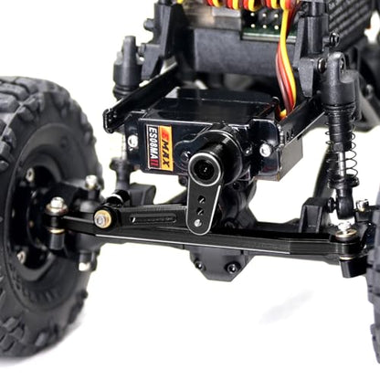 OGRC 12g EMAX Steering Servo Upgrades for Axial SCX24 1/24 RC Car | Max. 2 kg/cm, with 14g Brass Servo Mount and Aluminum Servo Arm Steering Link, Black - color: Black