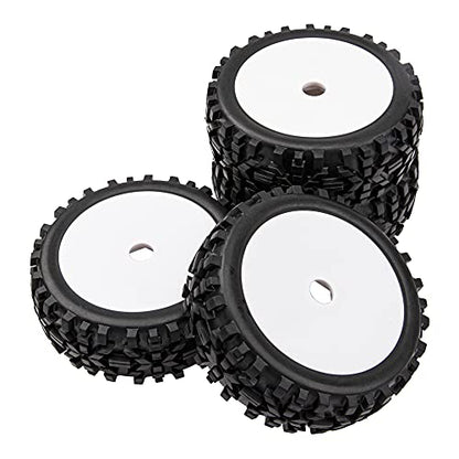 17mm Hub 4.52''OD Rubber Tires & Plastic Wheel Rim with Foam for 1/8 Scale Arrma Python HSP Redcat Kyosho ExceedRC Traxxas Losi HPI XTR Badlands Off-Road RC Buggy, Black