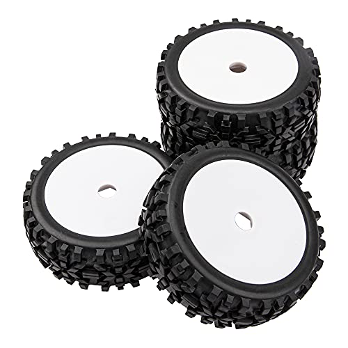 17mm Hub 4.52''OD Rubber Tires & Plastic Wheel Rim with Foam for 1/8 Scale Arrma Python HSP Redcat Kyosho ExceedRC Traxxas Losi HPI XTR Badlands Off-Road RC Buggy, Black