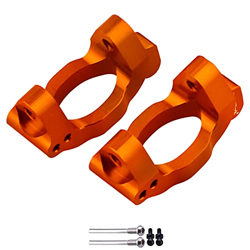 Hobbypark Aluminum Caster Blocks C-Hubs Steering Block Stub Axle Carriers Knuckles Set for Traxxas 1/18 LaTrax Teton Desert Prerunner Rally, Replace Parts 7532 7552X (Orange) - color: Orange