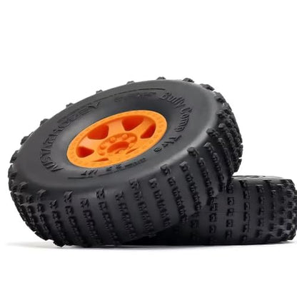 4PCS 2.2 inch Beadlock Plastic Wheel Rims 142mm Rubber Tyre Tires Set 12mm Hex Compatible with 1/10 RC Rock Buggy Crawler Car Axial SCX10 TRX4 Wraith 90018 RR10 Bomber (Orange) - color: Orange
