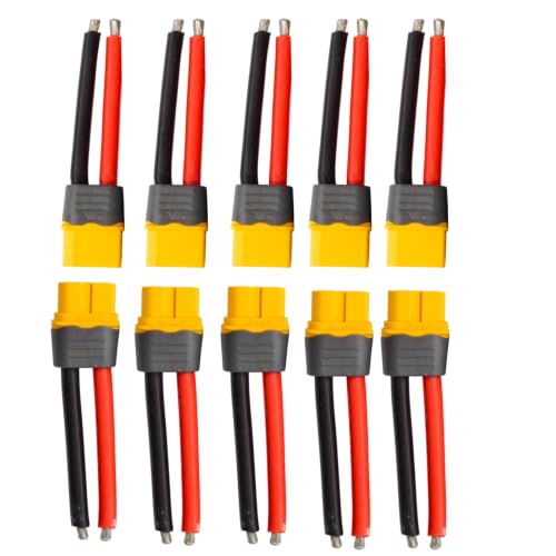 XT60 Connector Plug Cable Kit, 10-Piece Female and Male, 12 AWG | Silicone Cables